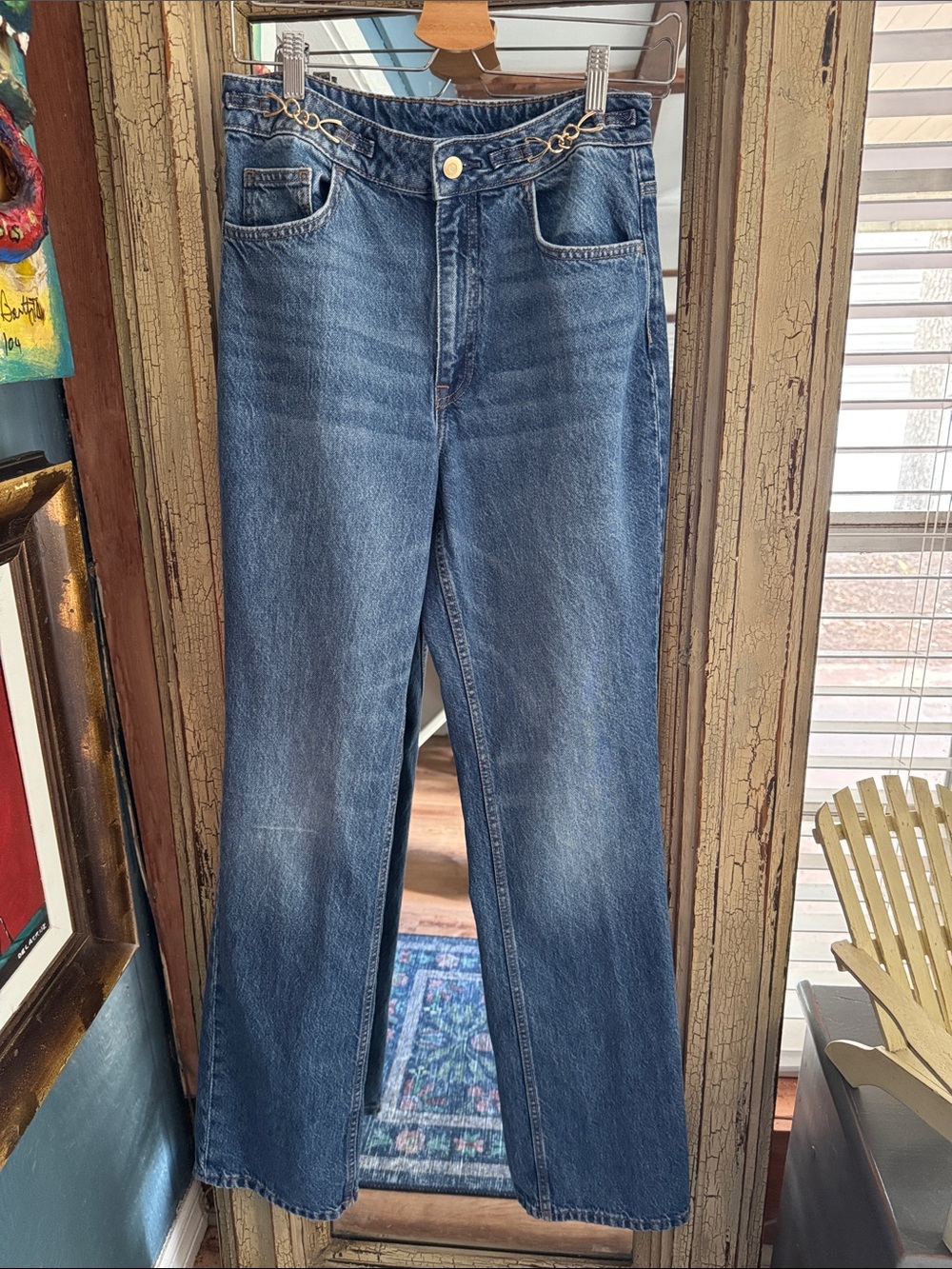 Divided Blue High-Rise Denim Jeans with Label Detail